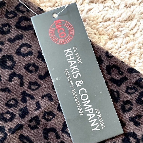 Khakis & Co Suave Women’s Knit Corduroy Leggings Leopard Print Espresso Petite S - Picture 11 of 16